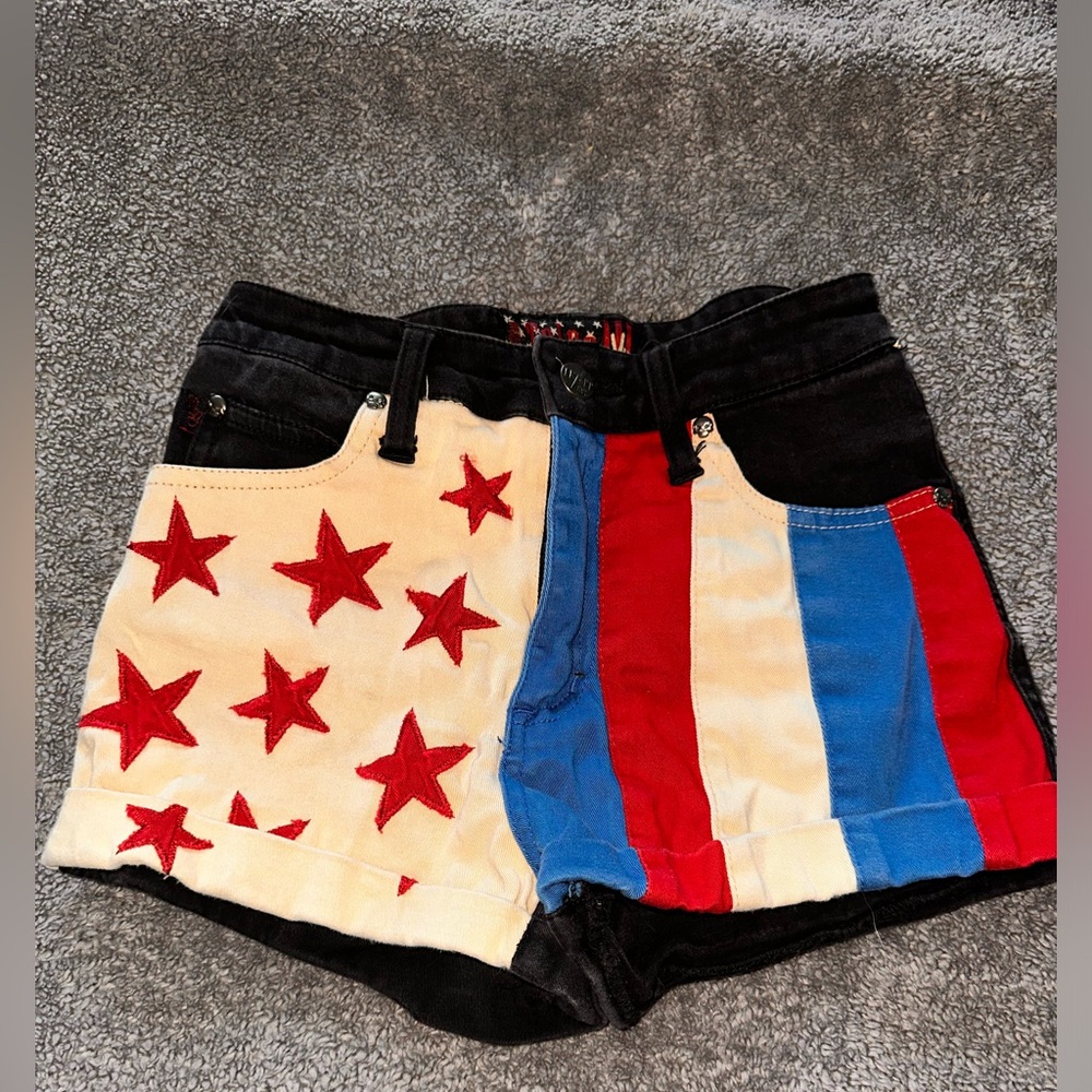 TRIPP NYC American flag high waisted shorts